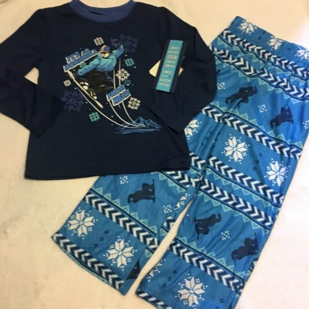 Komarโ Kids Pajama Set Boys Navy Blue New Snowboarding Winter Fleece PJs